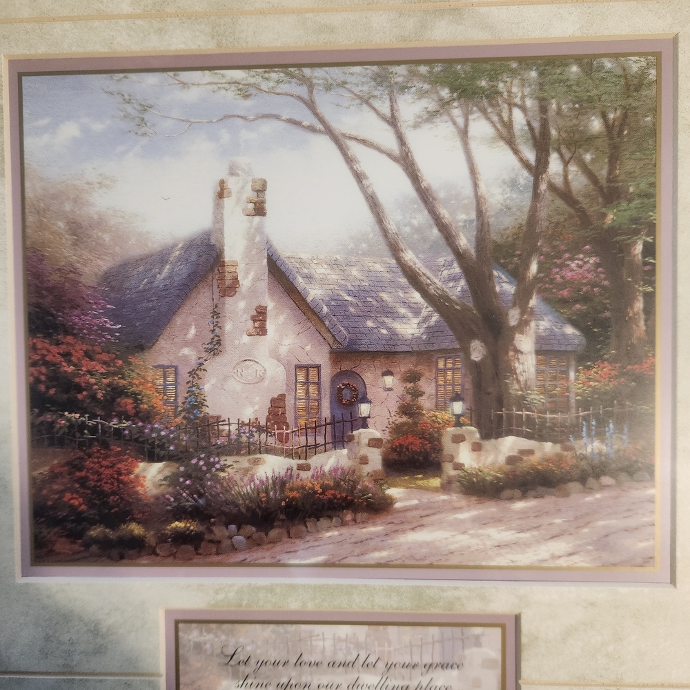 Thomas Kinkade Morning Glory Cottage Framed Print With Gold Frame And COA - Picture 4 of 9